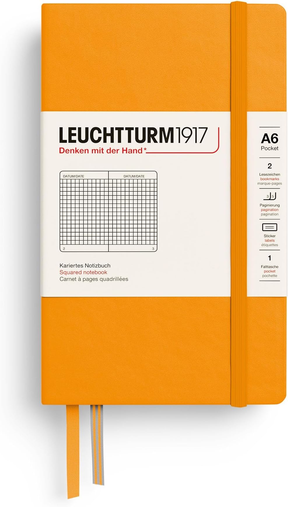 LEUCHTTURM1917 - Notebook Hardcover Pocket A6-187 Numbered Pages for Writing and Journaling (Rising Sun, Squared)