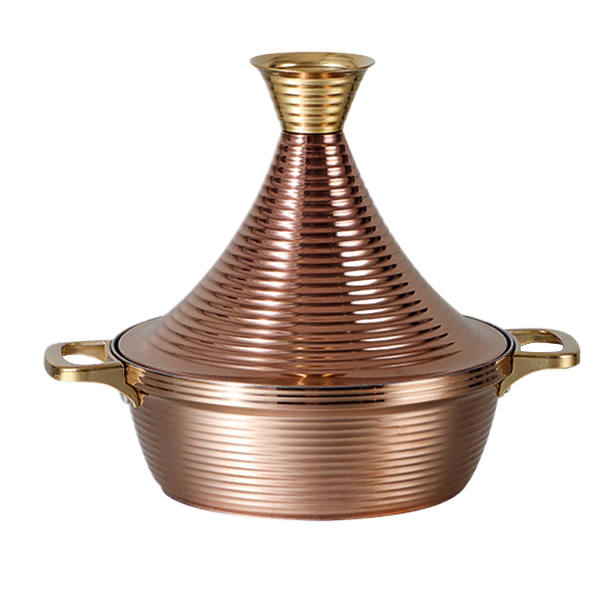 IULAVP Moroccan Tagine Cooking Pot: 304 Stainless Steel Tagine Pot with 2 Handles,Large Slow Cooker Casserole with Cone-Shaped Lid, Non Stick Moroccan Pots for Cooking,29cm (Gold)