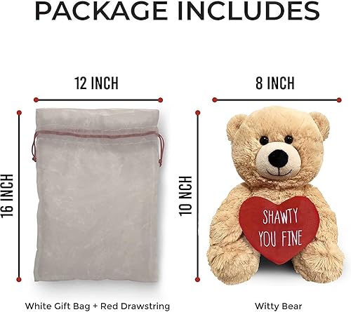 Miniatura 4 de Witty Enterprise Shawty You Fine - Oso de peluche de 10 pulgadas - Regalos para parejas para él - Divertido animal de peluche para novia, novio,