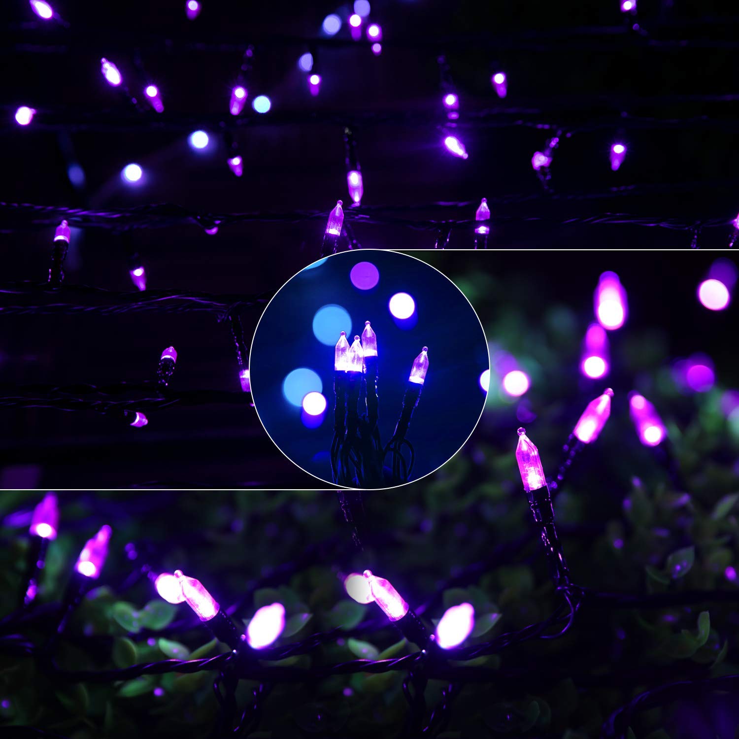 Guirnalda de luces de Halloween de 42 pies, 100 luces LED de Navidad con 8 modos de iluminación para Halloween, jardín, fiesta, Navidad, árbol de Navidad, decoración 8