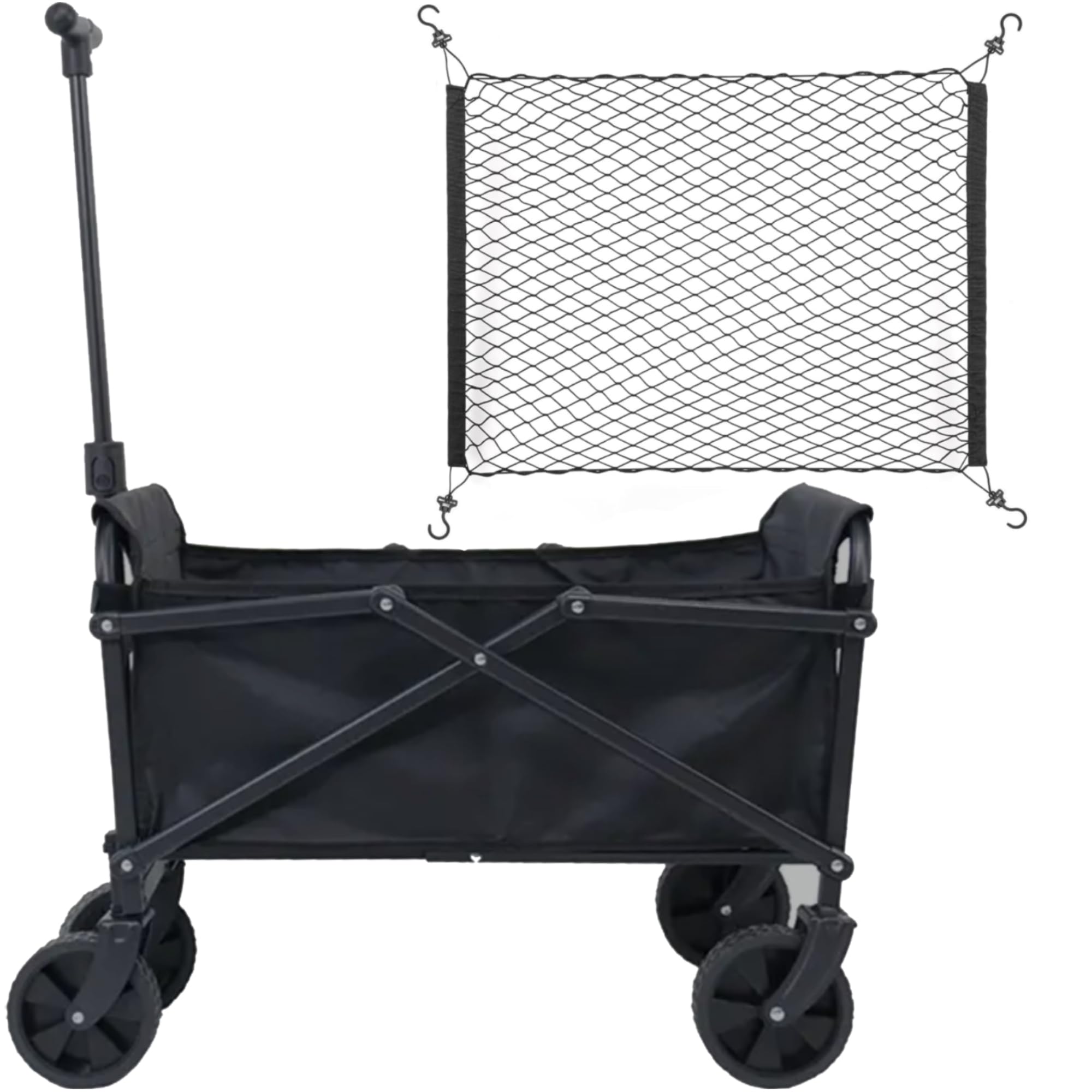 Hoffnung StoreHeavy-Duty Folding Camping Wagon - Multi-Function Outdoor Cart with Large Storage, Trolley & Utility Bags - Black