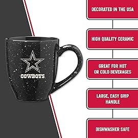 Rico Industries NFL Football Dallas Cowboys Alternate 16 oz Team Color Laser Engraved Speckled Ceramic Coffee Mug