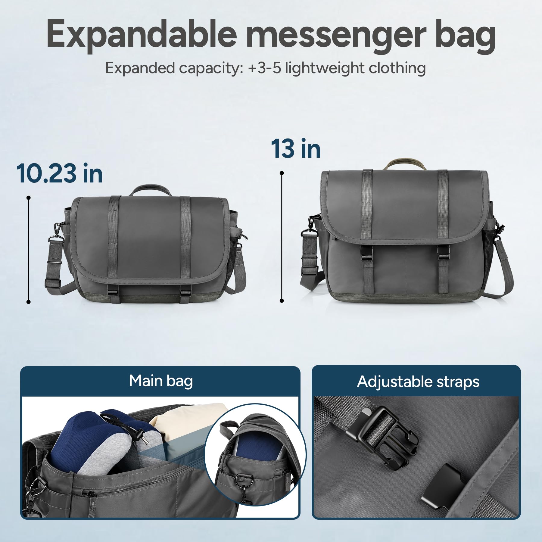travel inspira Borsa a tracolla per uomo/donna, antifurto, leggera, da uomo, per computer portatile da 16 pollici, resistente all'acqua, borsa a tracolla per computer, lavoro, ufficio, università, con