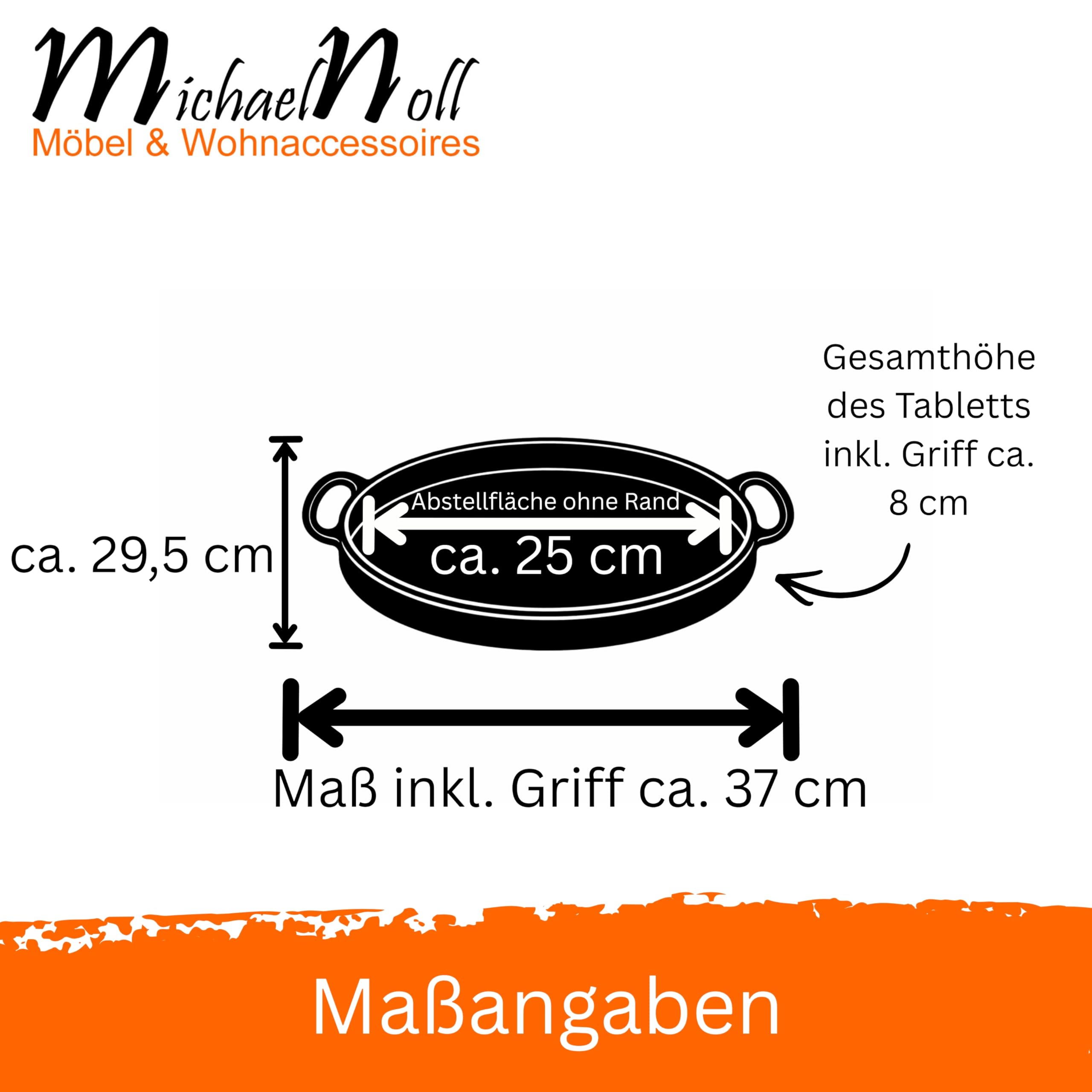 MichaelNoll Tablett Servierbrett Servierplatte Aluminium Silber Griffe Rund Deko - Serviertablett aus Metall - Silbertablett - Tischdeko - 37 cm