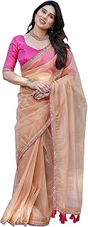 Women's New Bollywood Soft Tissue Silk Saree With Blouse Material |saree for Women | New Sari | Latest Saree - 66% OFF Deal at ₹599 on Amazon | Valzo