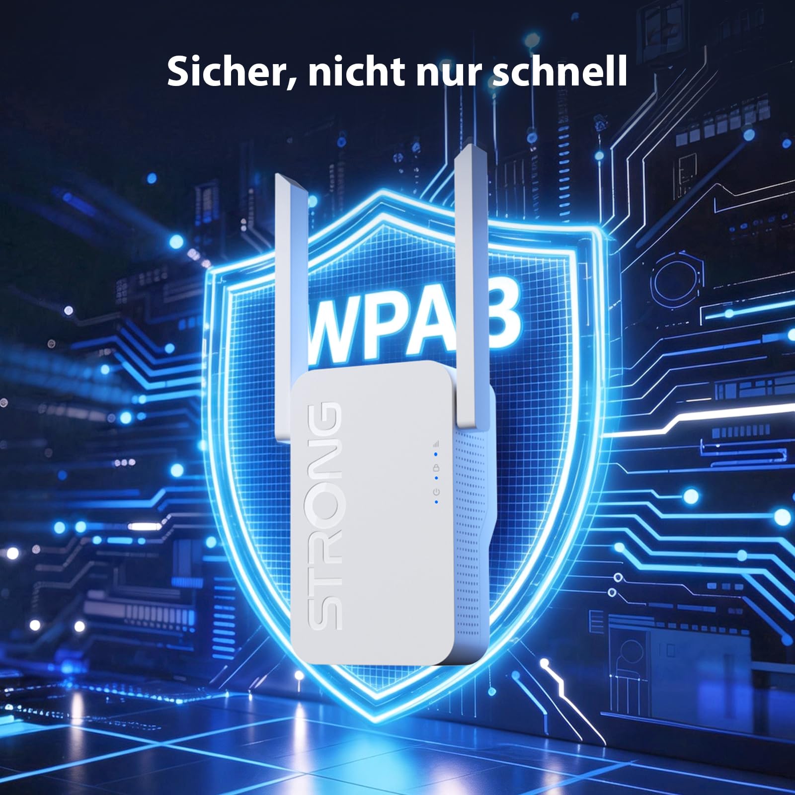 STRONG WLAN Verstärker BE3600 Mbit/s Wi-Fi 7, Dual Band Repeater | 3600 Mbit/s, Wi-Fi 7, MLO, Dualband, WLAN Repeater, Gigabit-Port, 2×5 dBi Antennen, Access Point