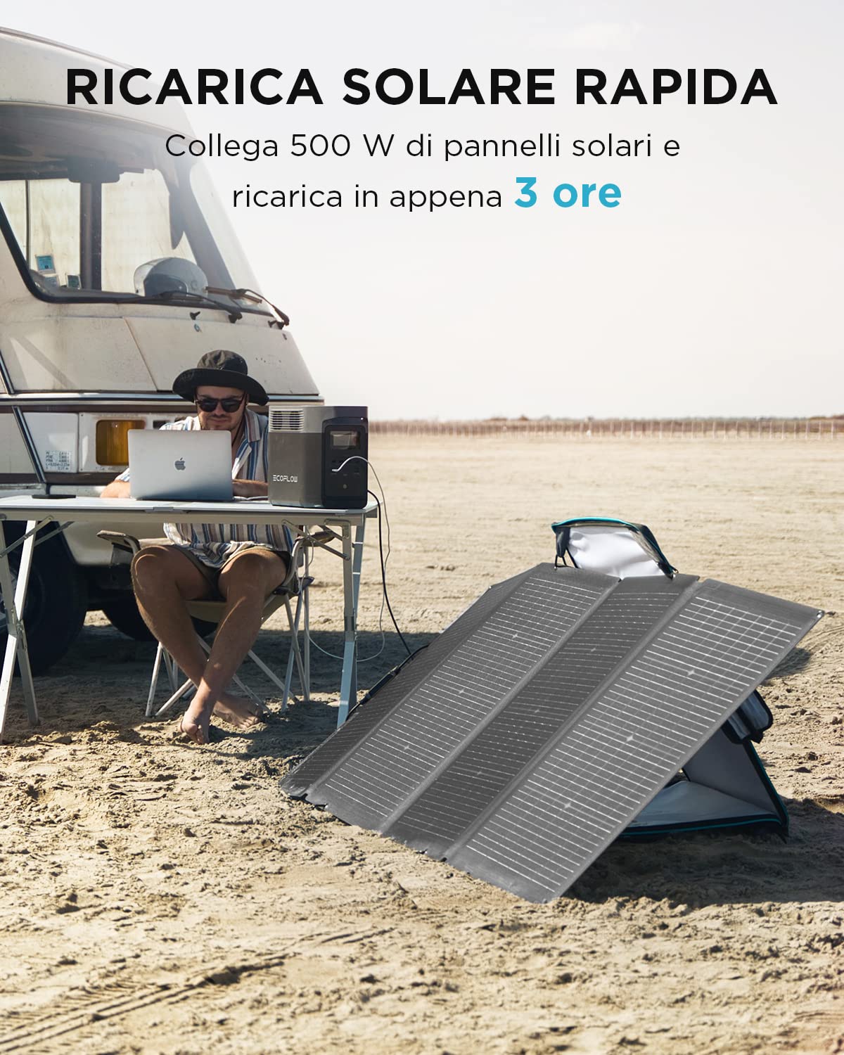 Centrale Elettrica Portatile EcoFlow DELTA 2 con cavo XT60i, batteria LFP, ricarica rapida, generatore solare per alimentazione domestica di emergenza, campeggio e camper