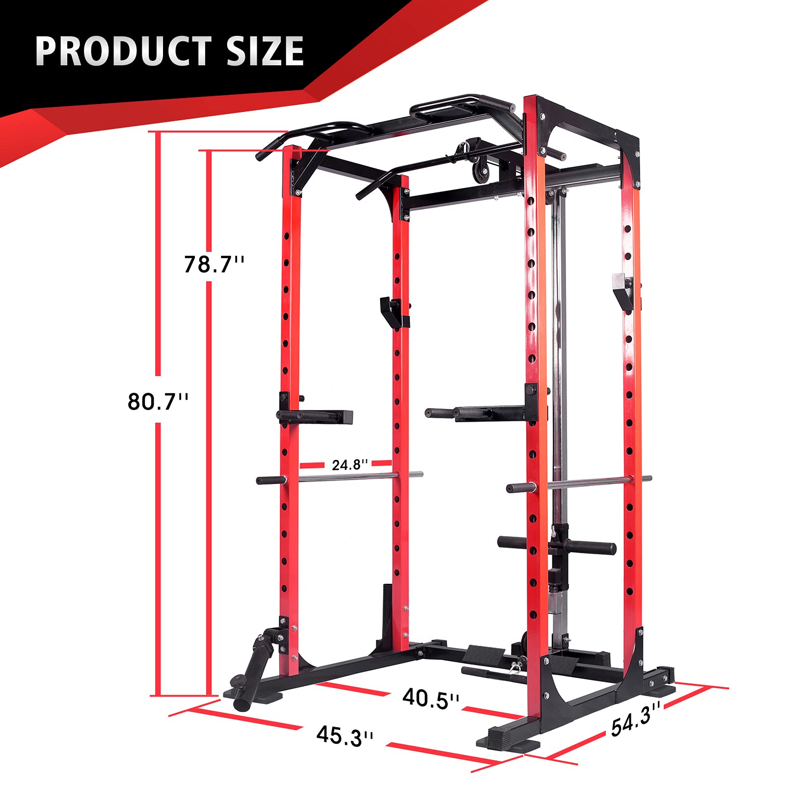 Mikolo Power Cage, 1000LBS Power Rack with LAT Pull Down and 360