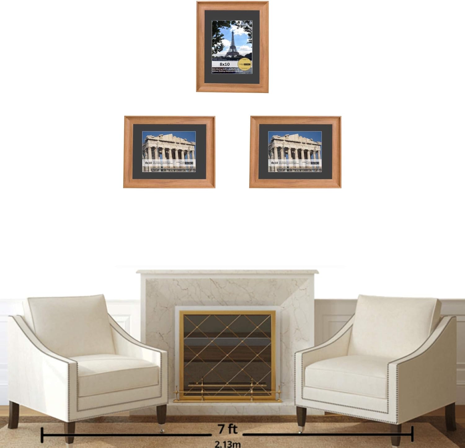 Creative Picture Frames 11” x 14” Eco Natural Wood Frame Finish Picture Frame with Mat to Hold 8” x 10” Photo Media Including Installed Hangers (Black Mat)