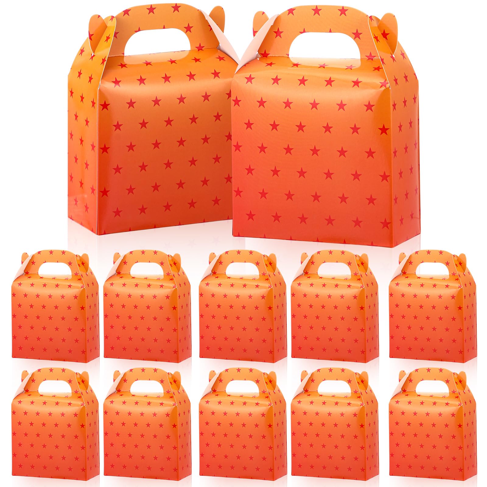 Saypacck 12 Pcs Anime Theme Party Treat Gift Boxes with Handle Yellow and Red Stars Bags for Birthday Party Supplies Cartoon Candy Wrapping