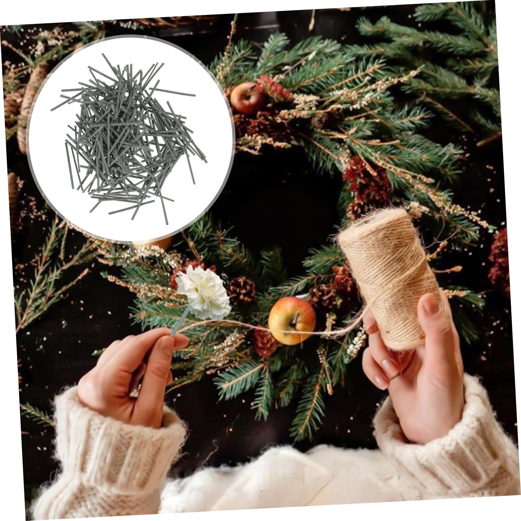 DIYEAH 400pcs Floral Flexible Paddle Wire Artificial Flower Stem Wire for DIY Flower Making Handmade Material for Arrangement Accessories