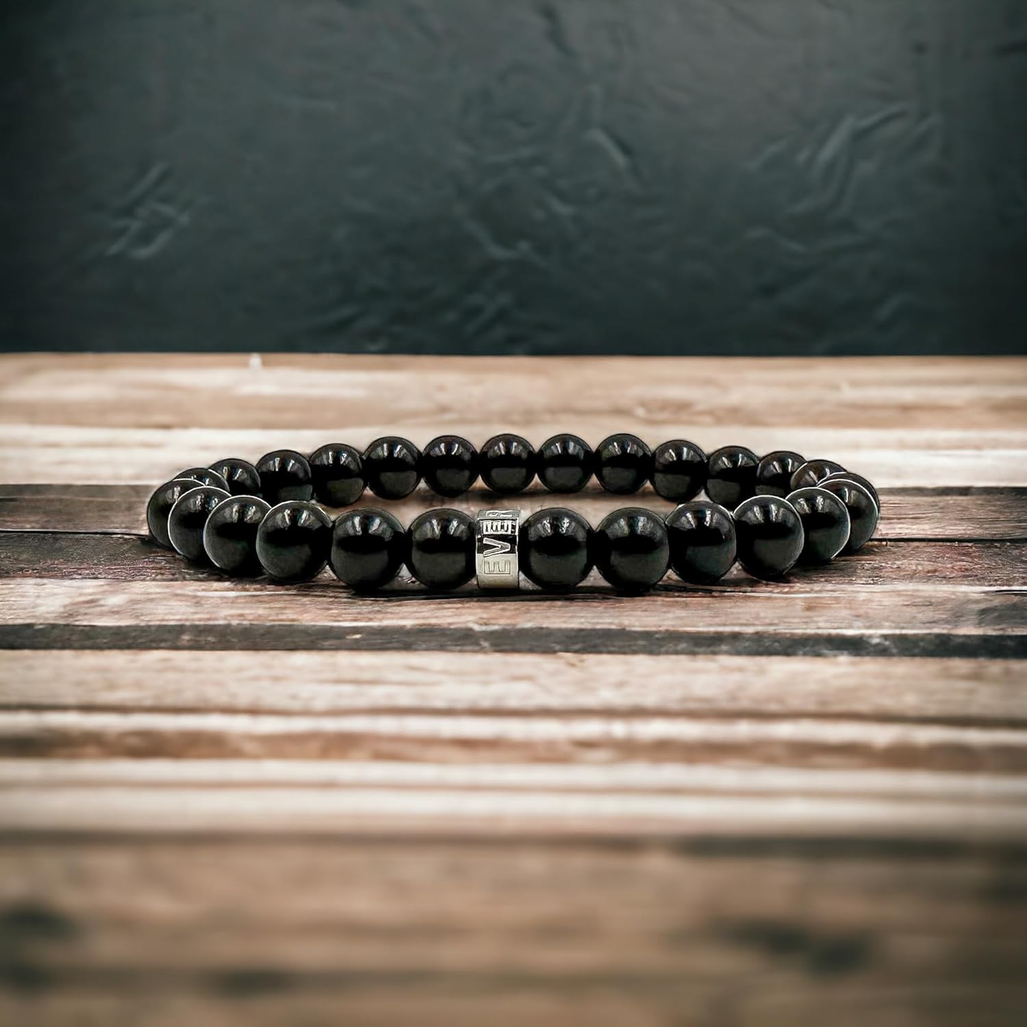 Handmade Beaded Bracelet 8mm Ebony Blackwood Beads - Cascade Collection - Premium Mens Jewelry - Handcrafted in USA with High Quality Natural Beads and Stretch Cord - Image 5