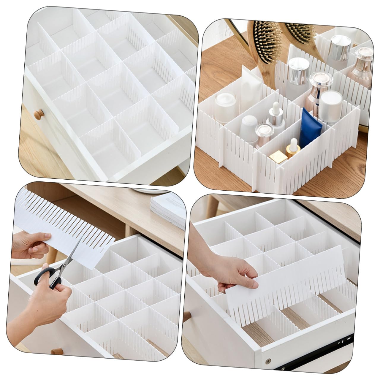 Divisori per Cassetti in Plastica Bianco 10 Pezzi Organizer per Armadio e Biancheria, Separatore per Ordinare e Dividere Spazi in Casa e Negozio Tovaglioli