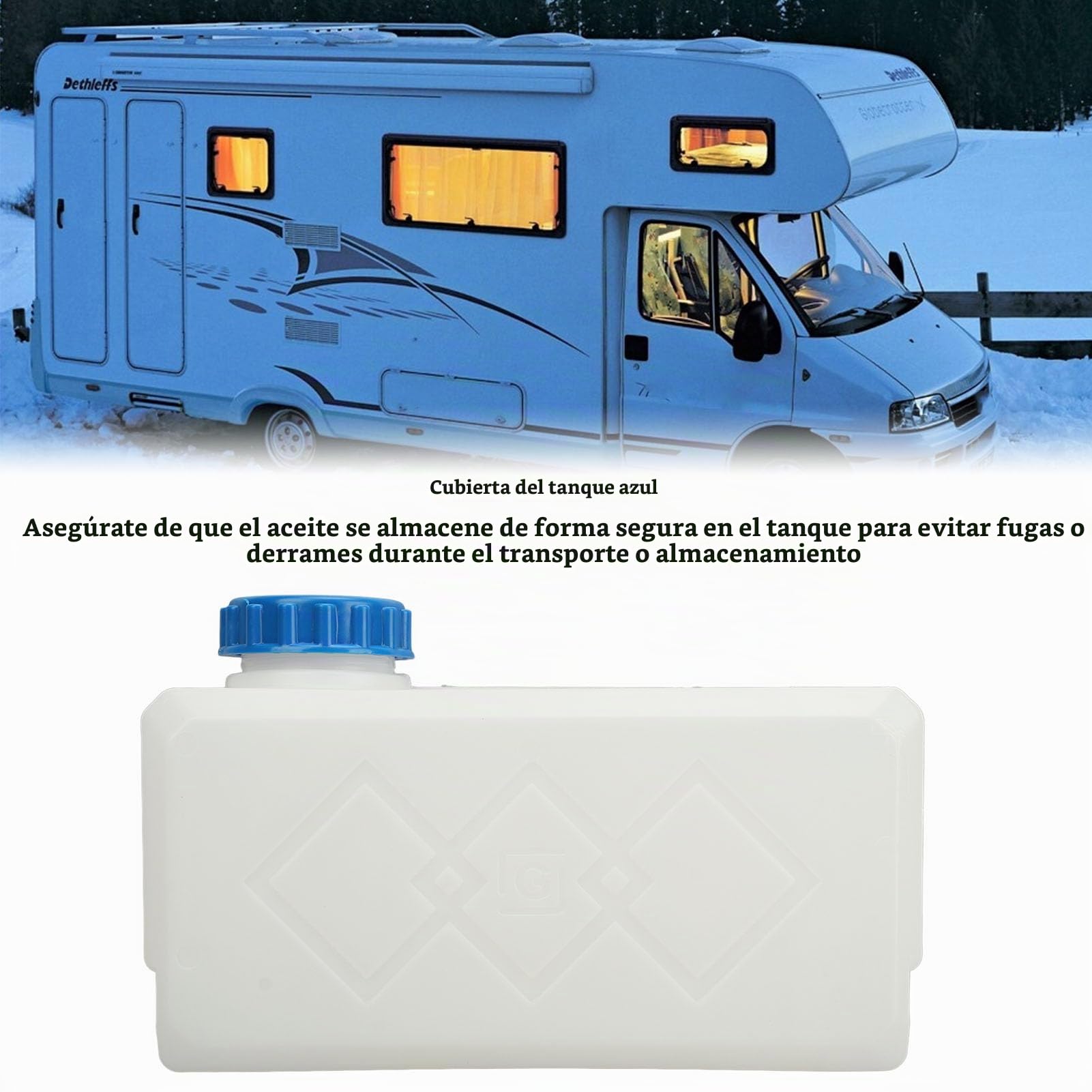 Tanque de Combustible Líquido de 5 Litros con Tapa de Sellado y Boquilla, Tanque de Gasolina de Material ABS Blanco, Lata de Botella de Tanque de Agua Integrada, Tanque de