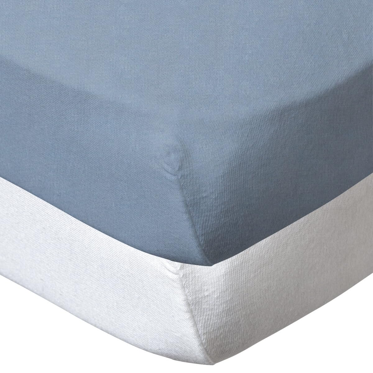babyCalin - Set 2 lenzuola con angoli Bianco/Azzurro 70x140x17 cm