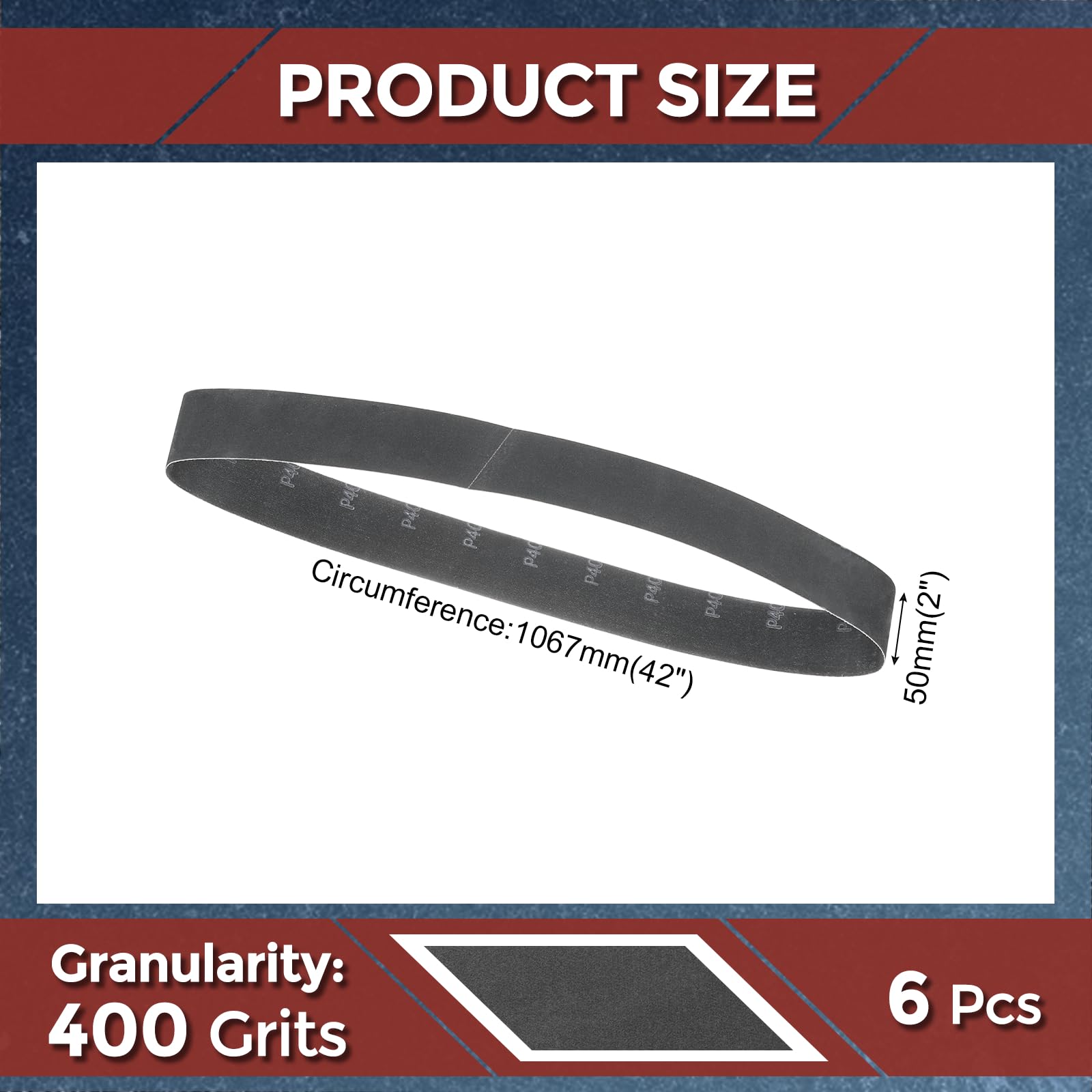 Kozelo 6 Pack Sanding Belts 50mm x 1067mm 400 Grit Silicon Carbide Abrasive Belt Sander Paper for Belt Sander Metal Grinding Wood Working Weld Rust Removal - Image 2