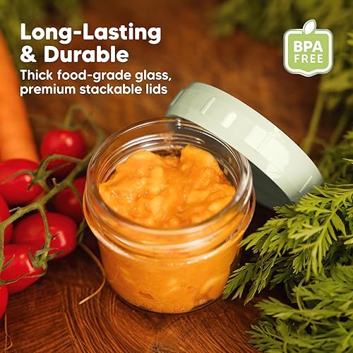 Miniatura 4 de KeaBabies Paquete de 12 recipientes de vidrio para alimentos para bebés y 6 recipientes de vidrio para alimentos para bebés, 4 onzas, a prueba de