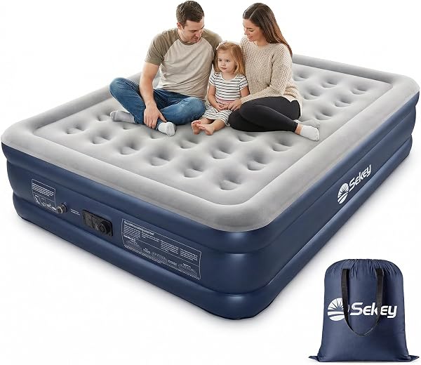 Sekey XXL Luftmatratze selbstaufblasend 2 Personen 203×152×46 cm, hohes Luftbett Doppelbett mit integrierter Pumpe, Einstellbarer Härtegrad, Gästebett stabil | schnell aufblasbar | platzsparend - 1