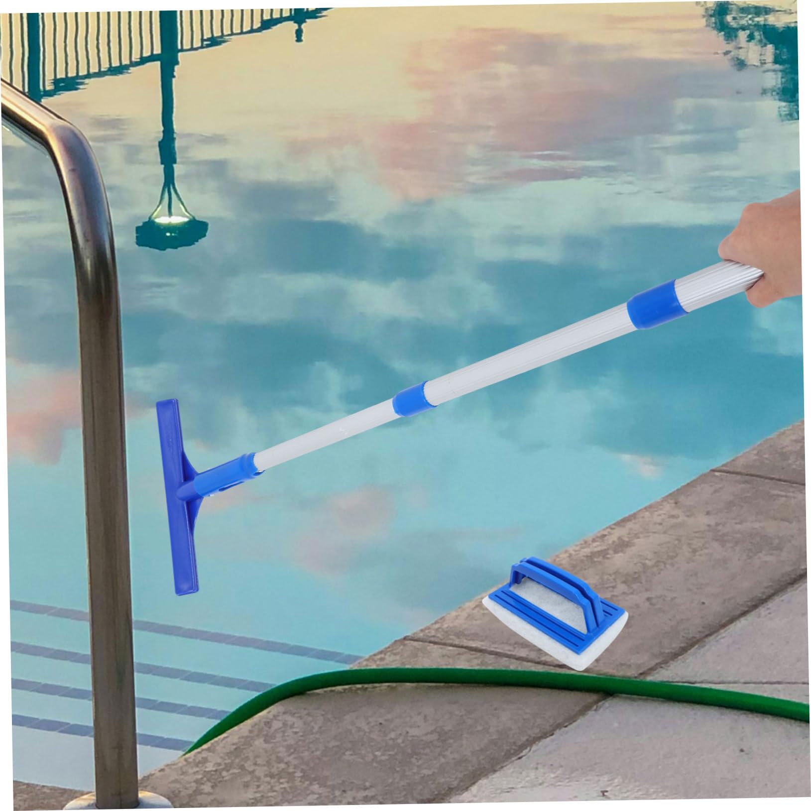 Bodensauger Pool Skimmer mit Teleskopstange und Laubnetzstange aus Aluminiumlegierung und Nylon für Effektive Reinigung von Pool und Poolwänden im Schwimmbad