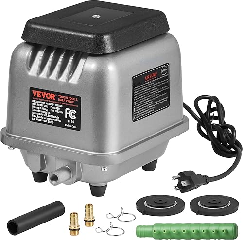 VEVOR Linear Air Pump Air Flow Septic Aerator Pump, Aeration System Acre 10 FT Deep Ponds, Water Gardens, Waste Treatment, Septic Tanks, Aquariums,