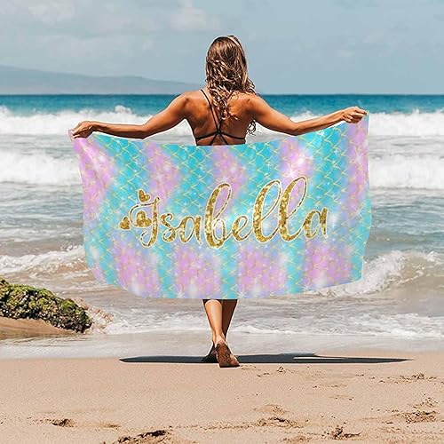 Miniatura 2 de MyPupSocks Toallas de playa personalizadas para niños, toalla de playa con nombre, toallas para niños y niñas, toalla para niños para piscina,