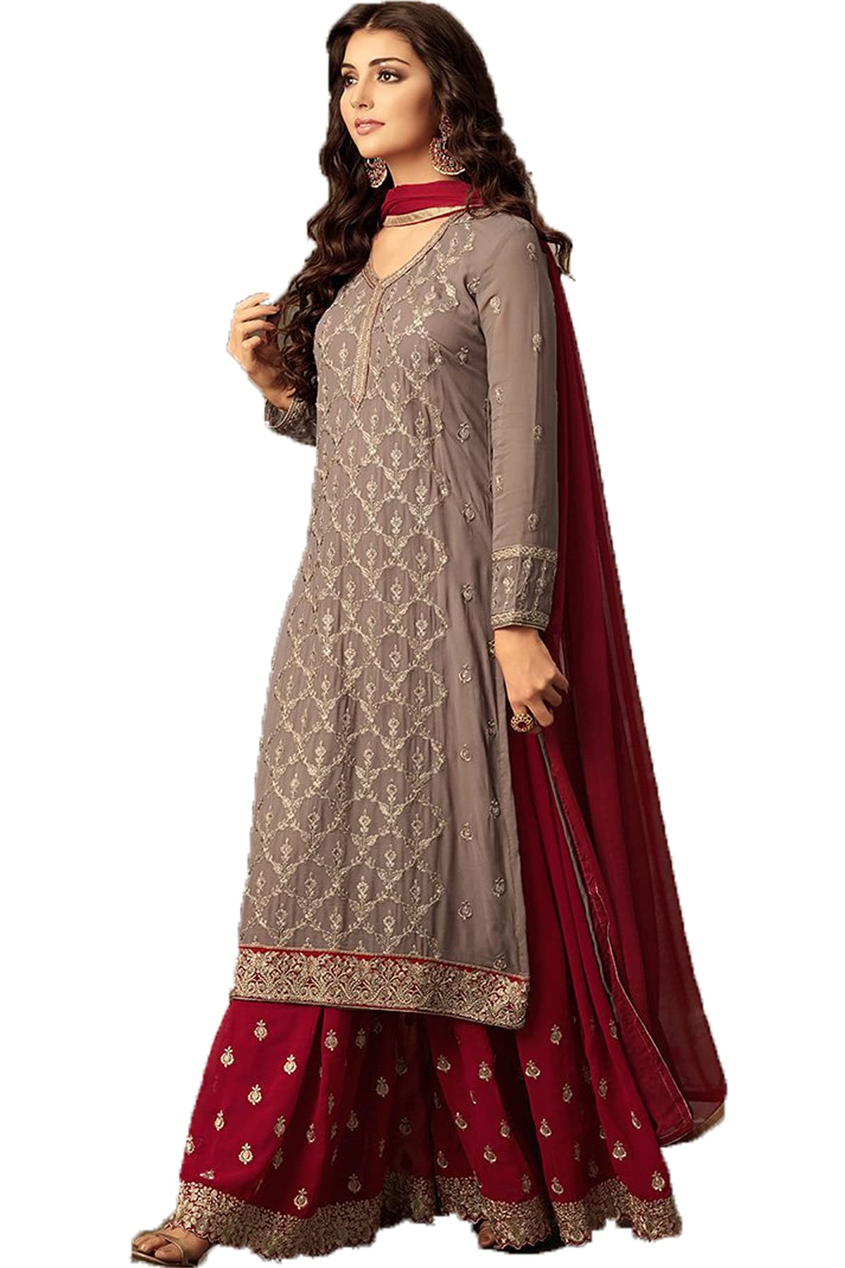 shafnufab Women Semi Stitched palazzo suits for women with dupatta Ladies use palazzo suits for women For Emboirdery palazzo suits for women And dress for women wedding-picture-52