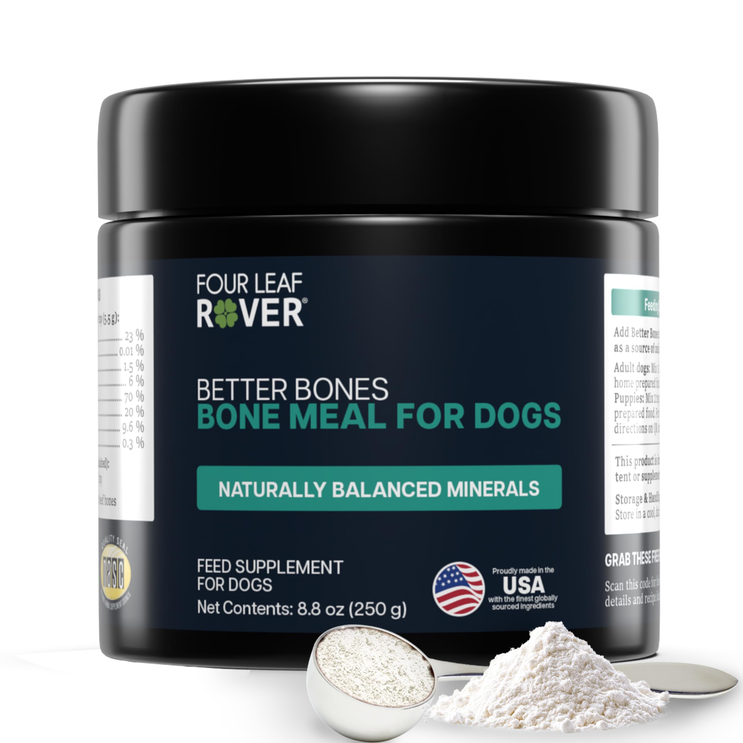Better Bones Bone Meal for Dogs - Dog Calcium Supplement for Healthy Joints, Teeth, & Bones - from 100% Grass-Fed New Zealand Beef Bone