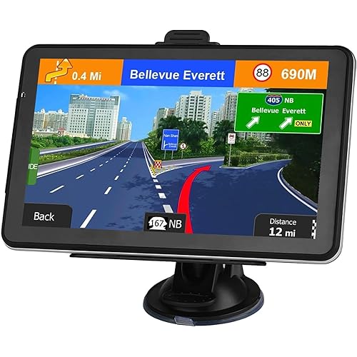 GPS Navigation for Car, Latest 2025 Map 7 inch Touch Screen Car GPS, Voice Turn Direction Guidance, Support Speed and Red Light Warning, Pre-Installed North America Lifetime map Free Update