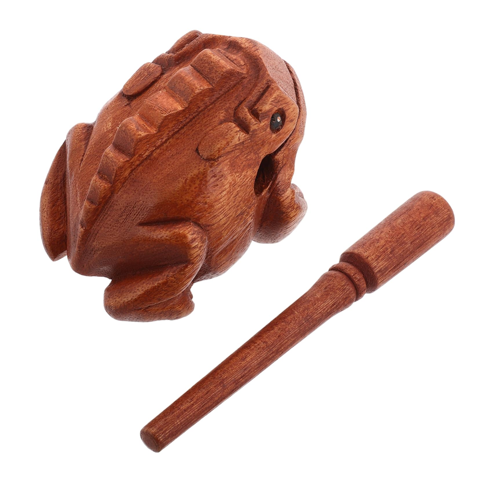 BESTonZON Wooden Frog Decor Unique Croaking Frog Musical Instrument Intricate Wood Block Percussion Artisan Home Decor Accent Present for Art Lovers