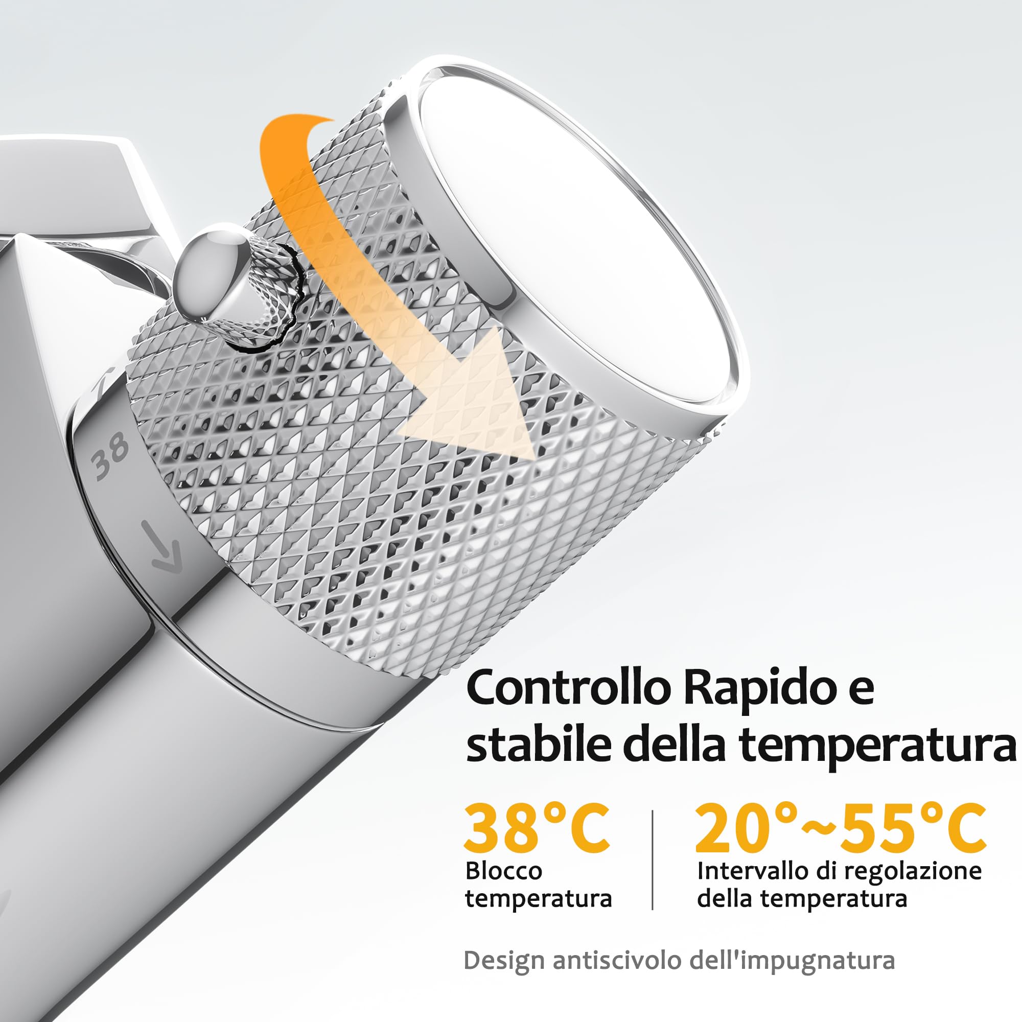 Rubinetto Miscelatore Termostatico per Vasca da Bagno,Con Beccuccio per Vasca da Bagno,Miscelatore per Doccia con Controllo Anti Scottatura,Cromato