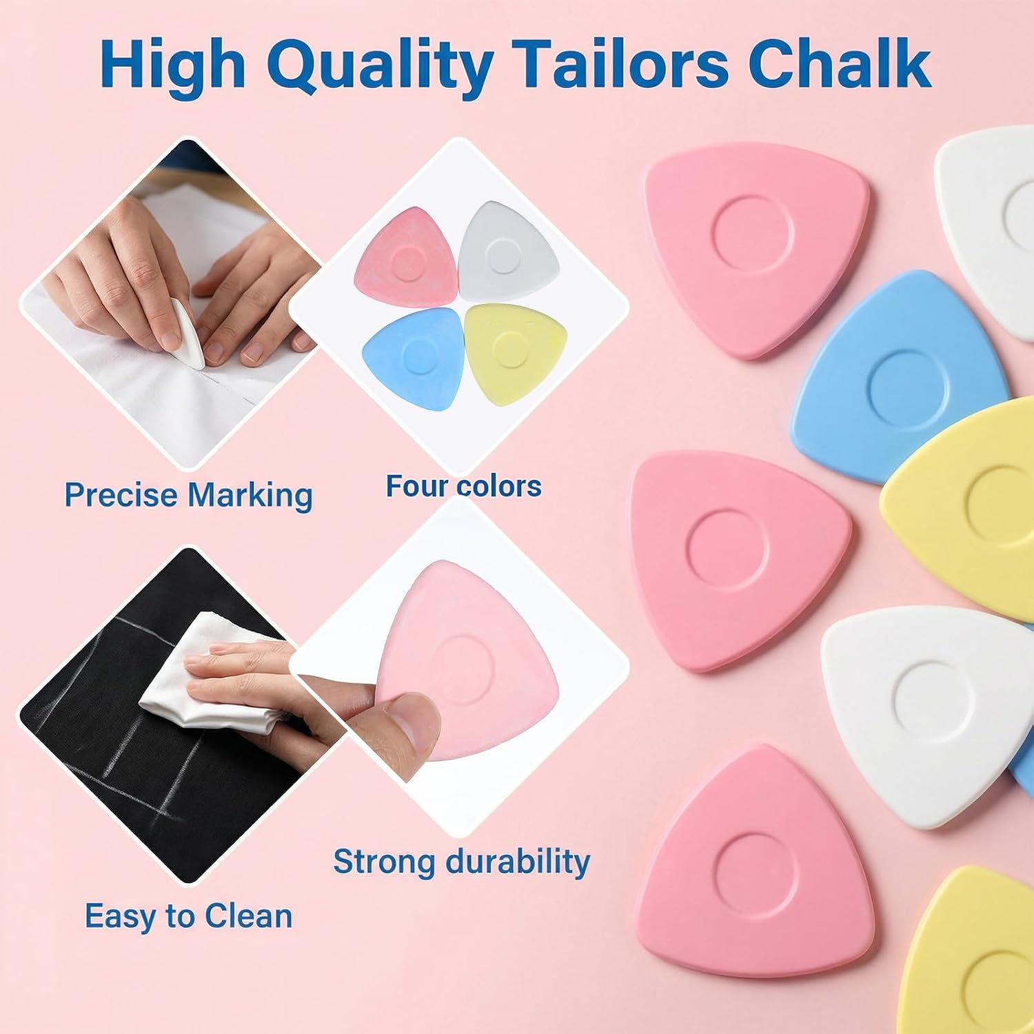 120 Pcs Professional Tailors Chalk, Triangle Tailor's Fabric Marker Chalk Marker for Precision Marking on Fabric, Dressmaking, Sewing Supplies Accessories (4 Colors)