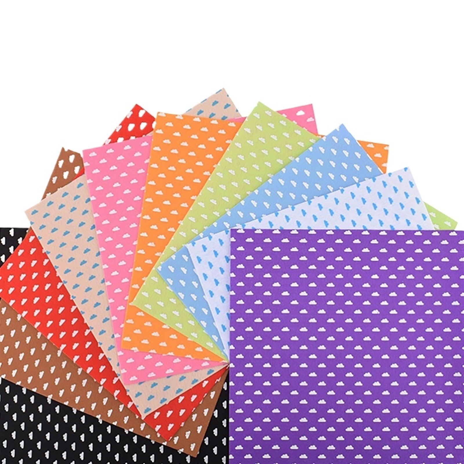 Farbige Filzunterlage Bedruckter Polyester-Vliesfilzstoff, 1 mm dick, DIY-Nähmaterial, 10 Stück, 30 x 30 cm, 8 Verschiedene Designs Farben Filzstoff Bastelfilz(PF1A-10 Pieces)