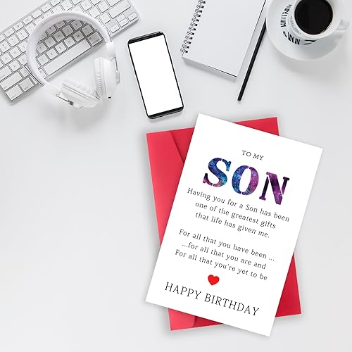 Miniatura 4 de Tarjeta de cumpleaños simple para hijo, tarjeta de cumpleaños única para hijo, tarjeta de cumpleaños para hijo descarado de padres, regalos de