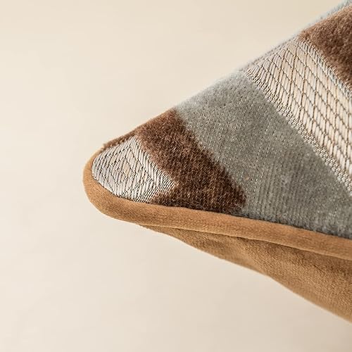 Miniatura 7 de Alerfa Funda de cojín rectangular de terciopelo con bordado geométrico a cuadros, funda de cojín lumbar moderna de lujo para sofá, sala de estar,