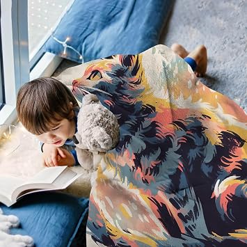 Cat Blanket, Cute Cat with Curious Eyes Throw Blanket, Cat Gifts for Girls Boys, Kawaii Cat Vintage Style Colorful Art Blankets, Soft Plush Cat Fleece Blanket for Kids,50x40