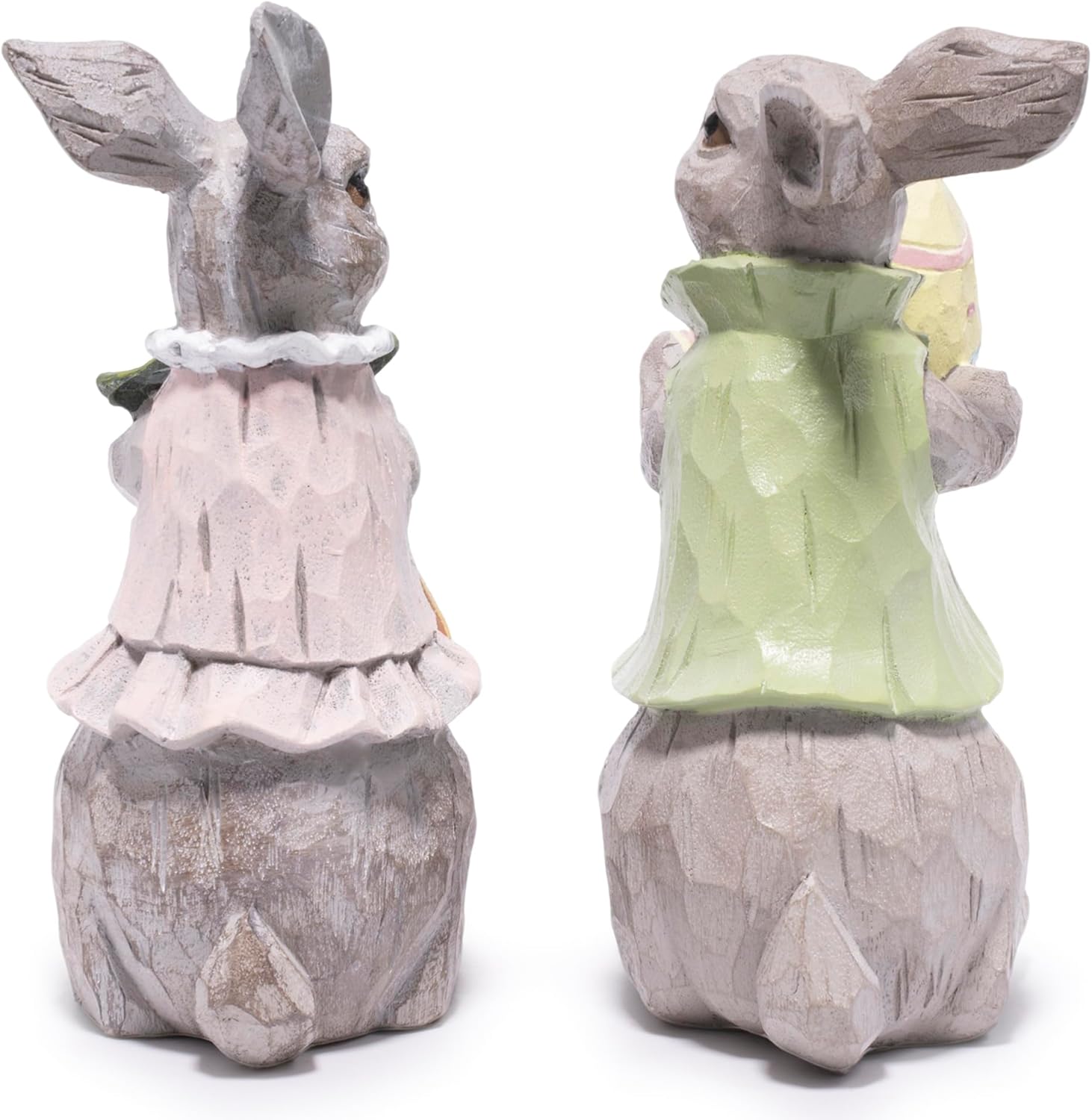 Hodao Easter Bunny Decorations Spring Home Decor Bunny Figurines Gifts (Easter Gray Rabbit 2pcs) - Image 3