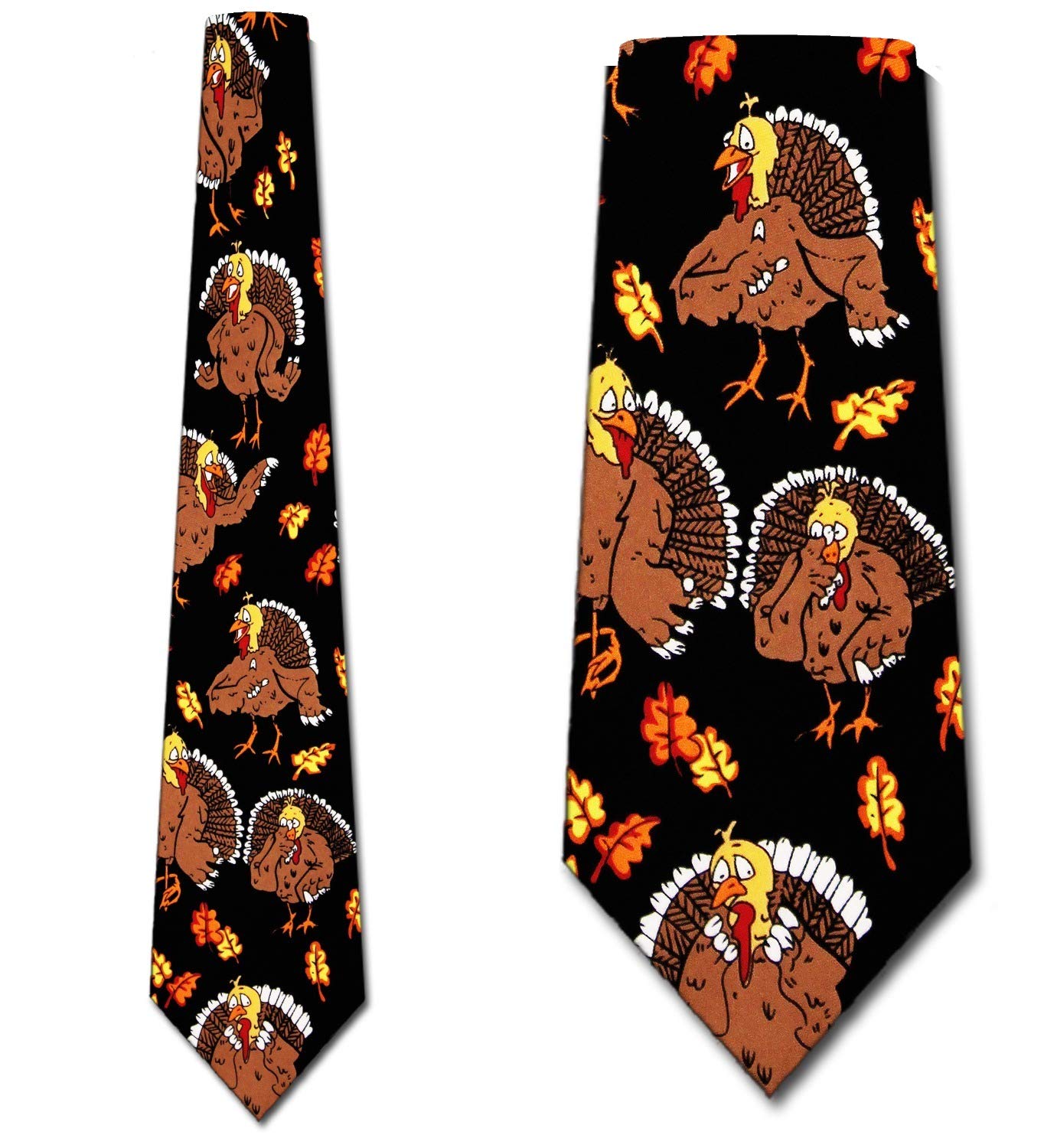Thanksgiving Krawatten Truthähne Krawatten, Schwarz, Adult size - approximately 57 inches long