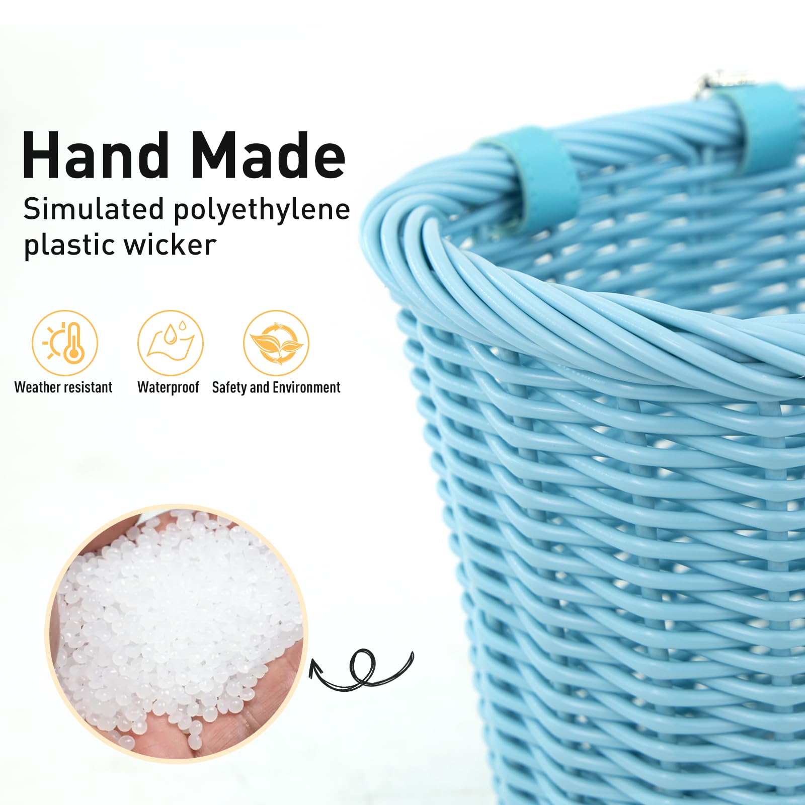 ZUKKA Panier de vélo tissé pour vélos adultes/enfants avec sangles en cuir réglables - Panier de rangement étanche - Multicolore