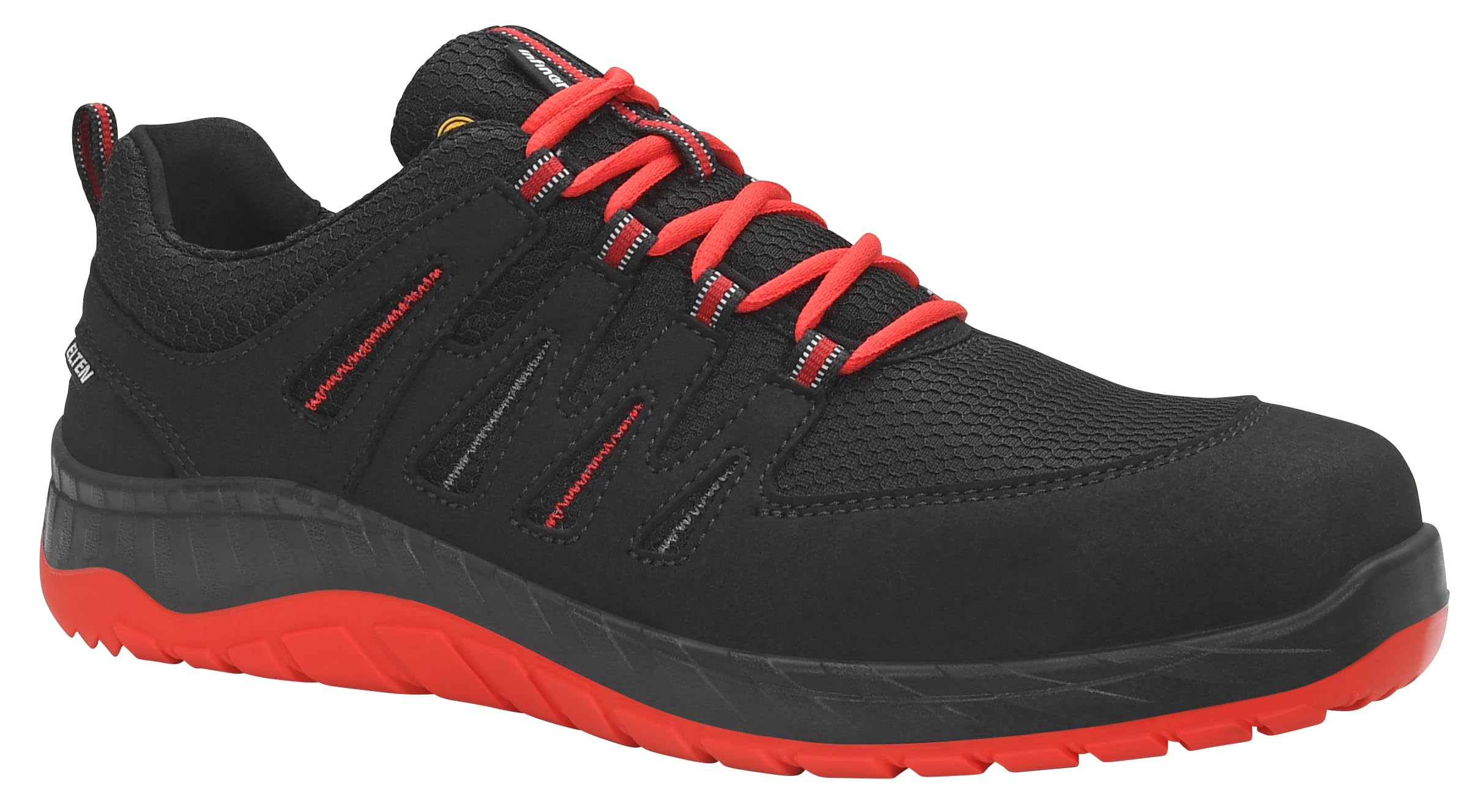 ELTEN Maddox Compo Black-red Low ESD S3S | Sicherheitsschuhe für Damen & Herren, Kunststoffkappe, leicht, atmungsaktiv