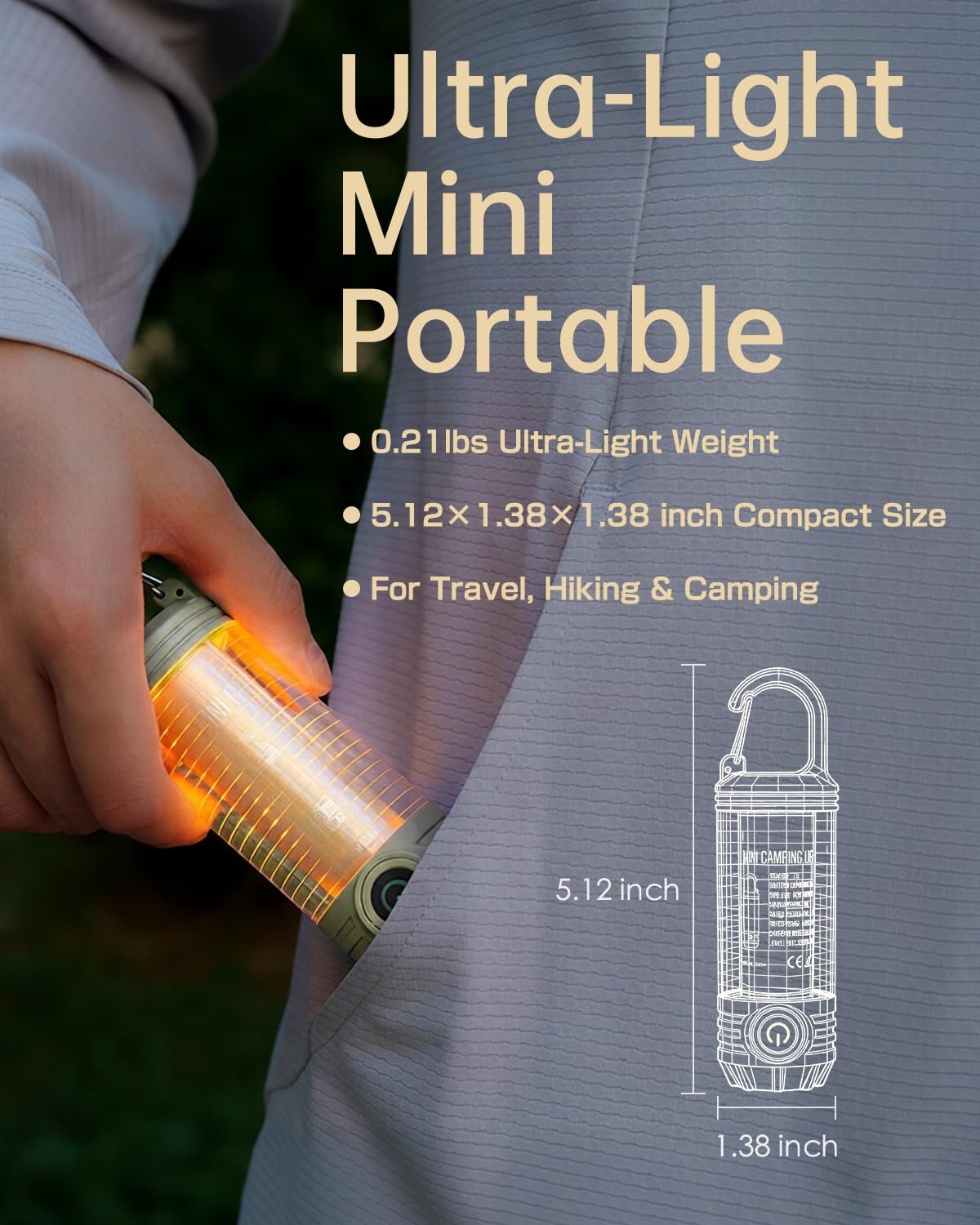 Lanterna, lanterna da campeggio a LED, da appendere, verde chiaro con Sos e 3 modalità, alimentata a batteria, luci sospese portatili per emergenza, interruzioni di corrente, uragano, all'aperto, uso