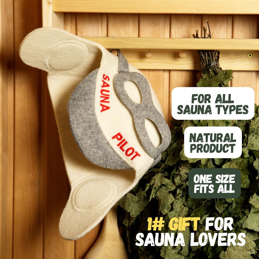 Chapeau de Sauna 'Sauna Pilot' Blanc - Chapeau en Feutre de Laine Biologique