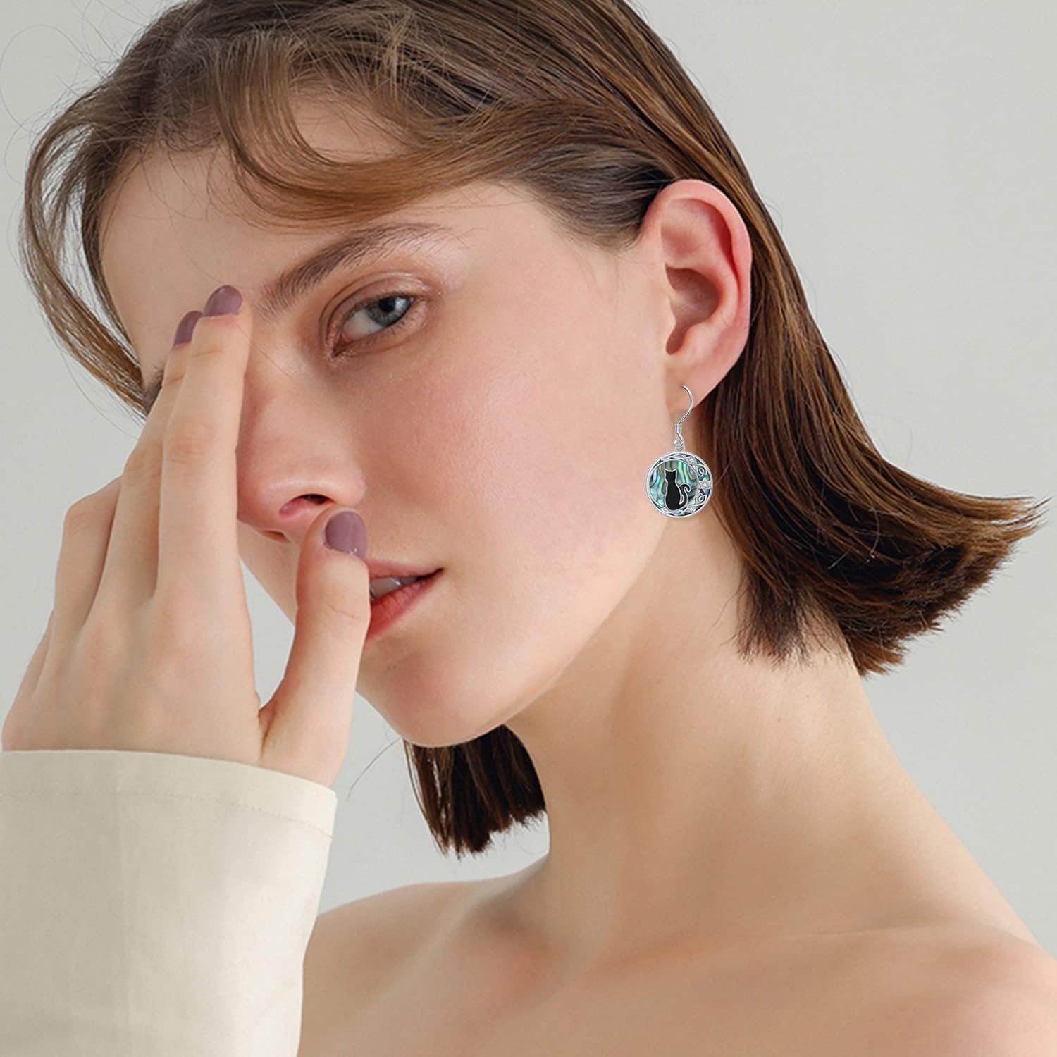 Black Cat Earrings for Women 925 Sterling Silver Celtic Black Cat Drop Earrings Cute Animal Cat Jewelry Halloween Gifts for Women Mom - Image 6