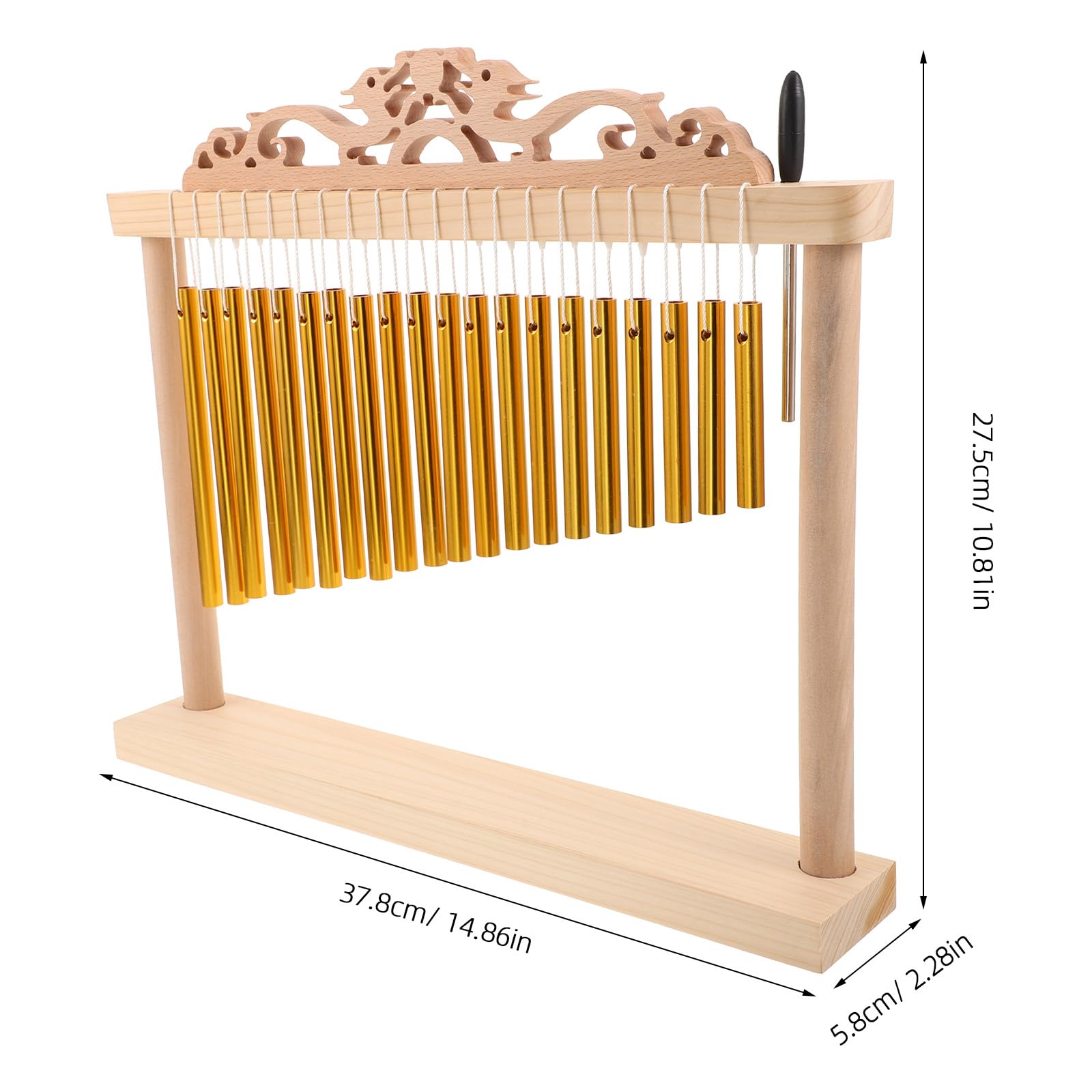 Campana de mano de madera con mazo - Instrumento de percusión de mesa de 20 notas para fiestas, ensayos o cultos - Sonido nítido y accesorio para actuaciones en el escenario