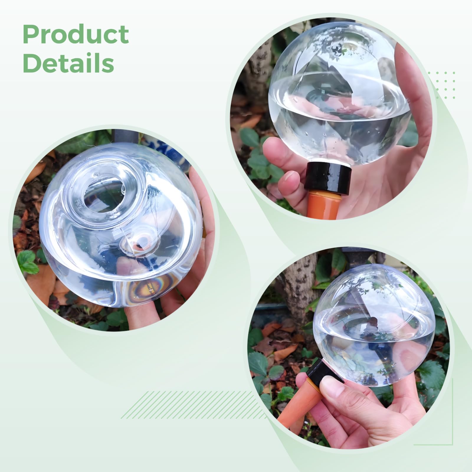 5 globes d'arrosage automatique, capacité de 500 ml, système d'arrosage à libération automatique avec base en céramique décorative pour l'entretien des plantes d'intérieur et d'extérieur