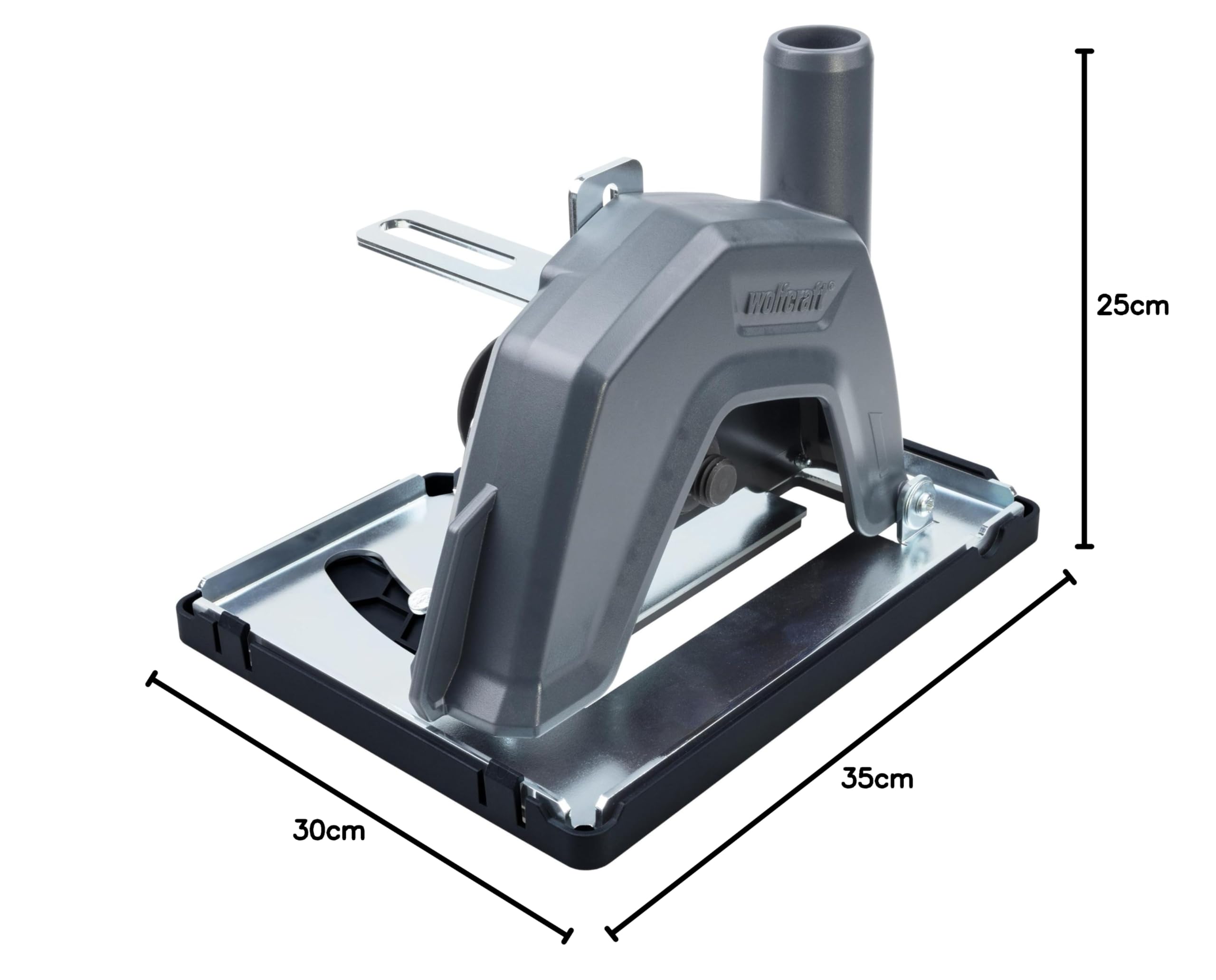Wolfcraft 5017000 Soporte de aspiración de polvo y guía para amoladora angular Ø 115/125 mm I Control de la amoladora para un trabajo sin polvo I Accesorio universal I Profundidad de corte 20 mm