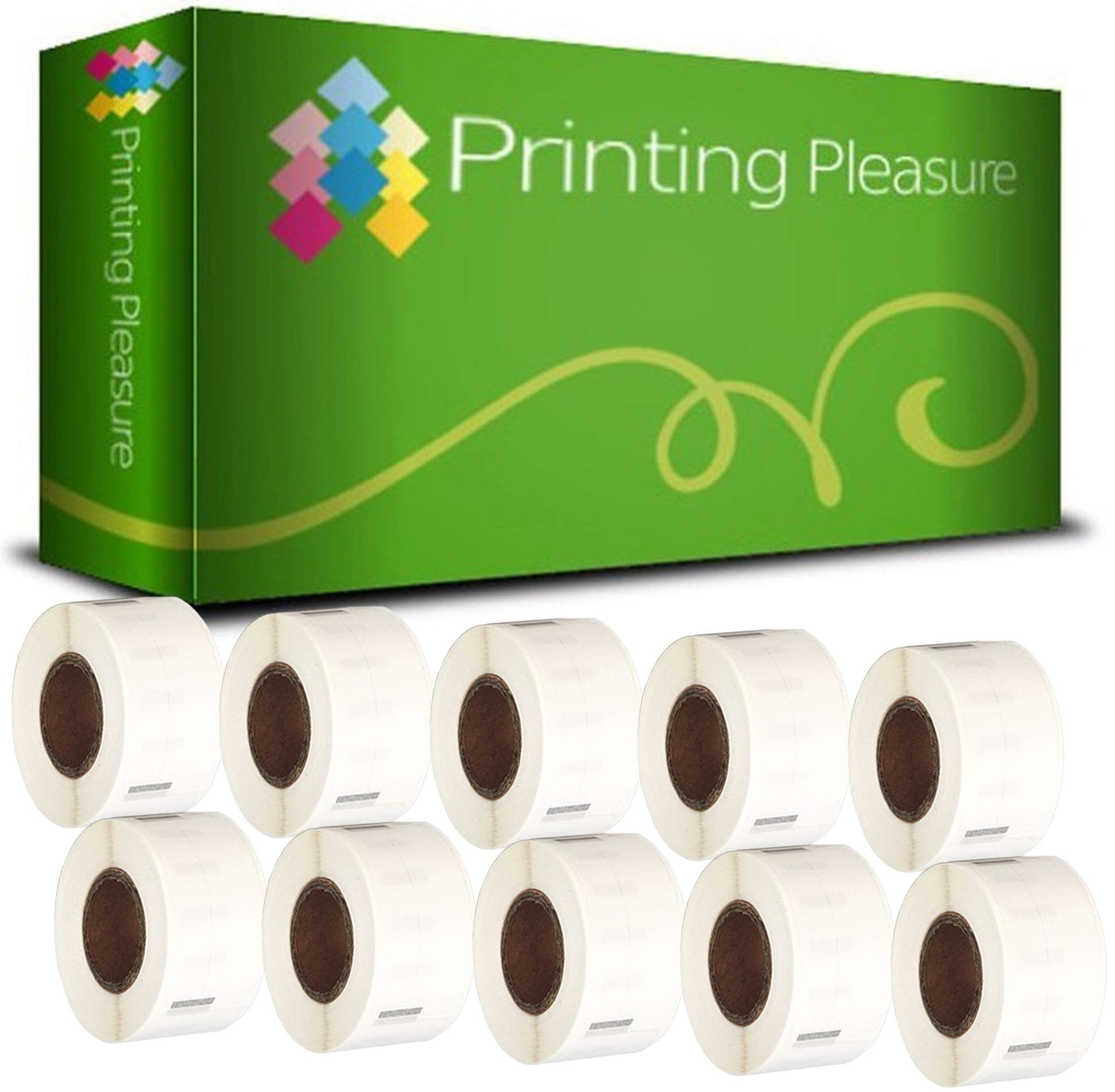 Printing Pleasure 10 x 99017 Compatible Address Labels Rolls for LabelWriter & Seiko Label Printers | 50mm x 12mm | 220 Labels per Roll | Common Use: Suspension File Labels