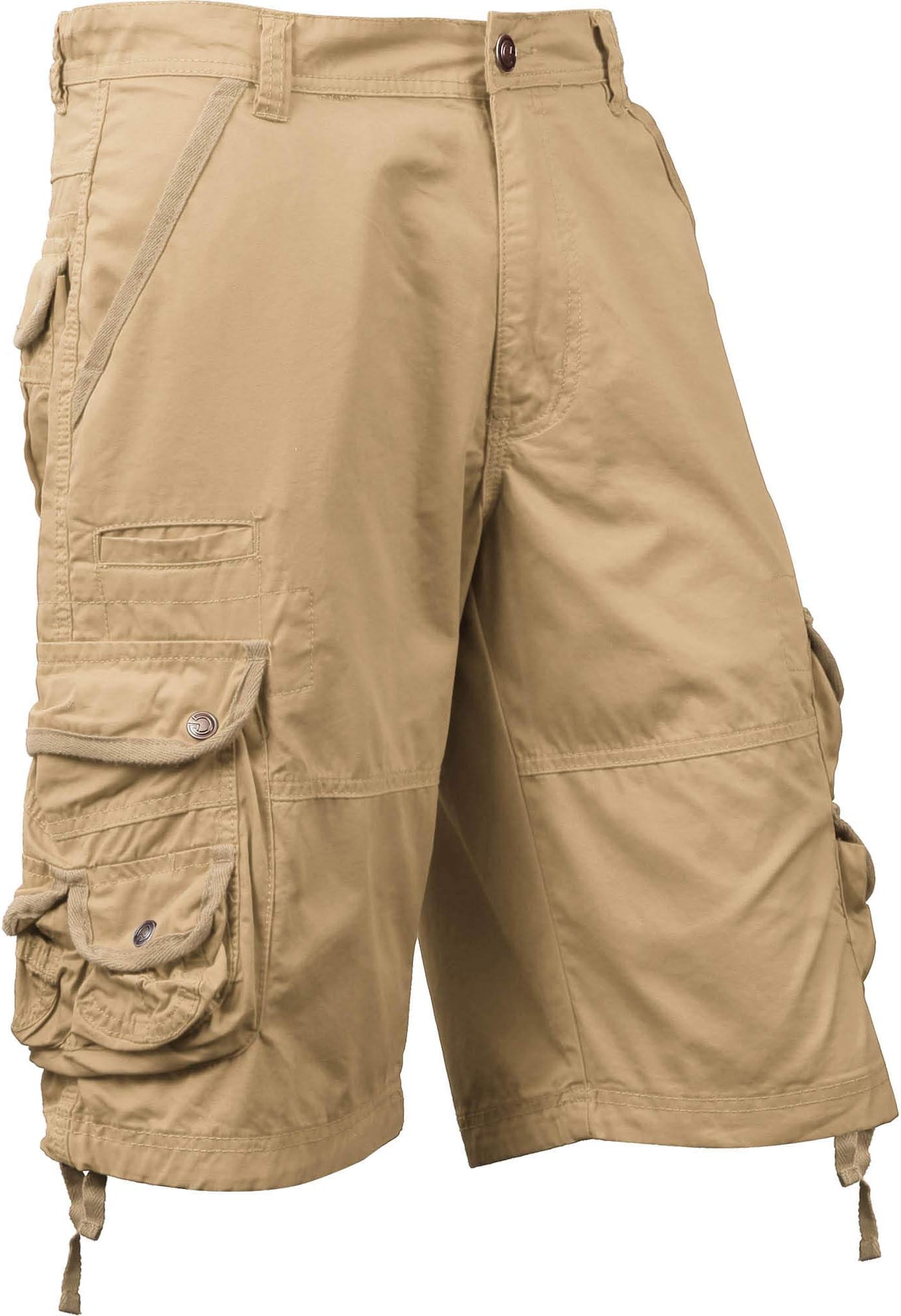 Ma Croix Mens Premium Cargo Shorts with Belt Outdoor Twill Cotton Loose Fit Multi Pocket Pants