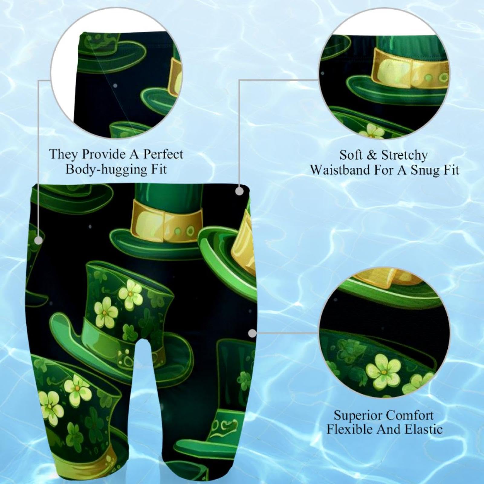 St Patrick's Day Swimsuit for Men & Boys,Competition Lap Swim Suit, Square Leg Endurance Training Multicoloured