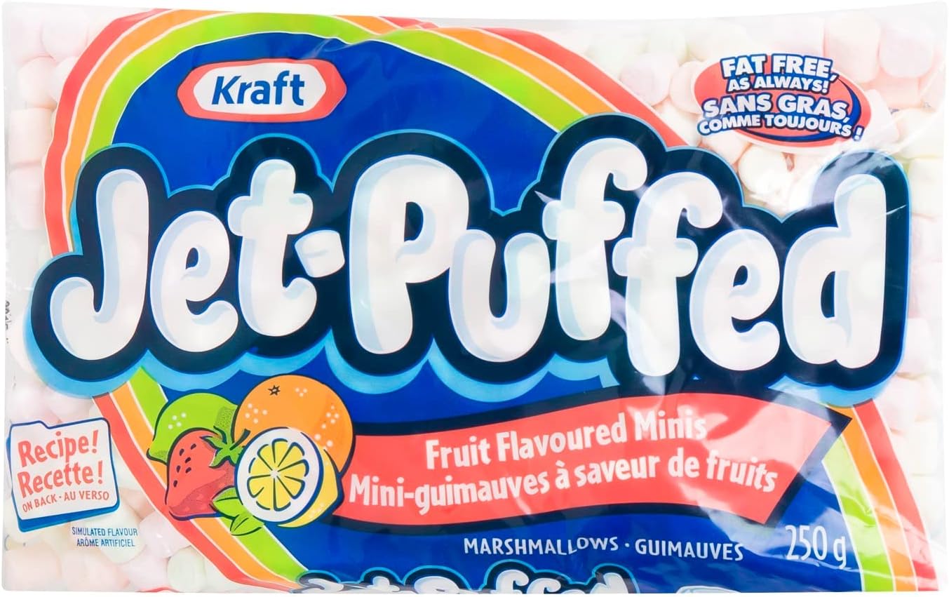 JetPuffed Marshmallows, Mini Coloured & Flavoured, 250g (Pack of 12