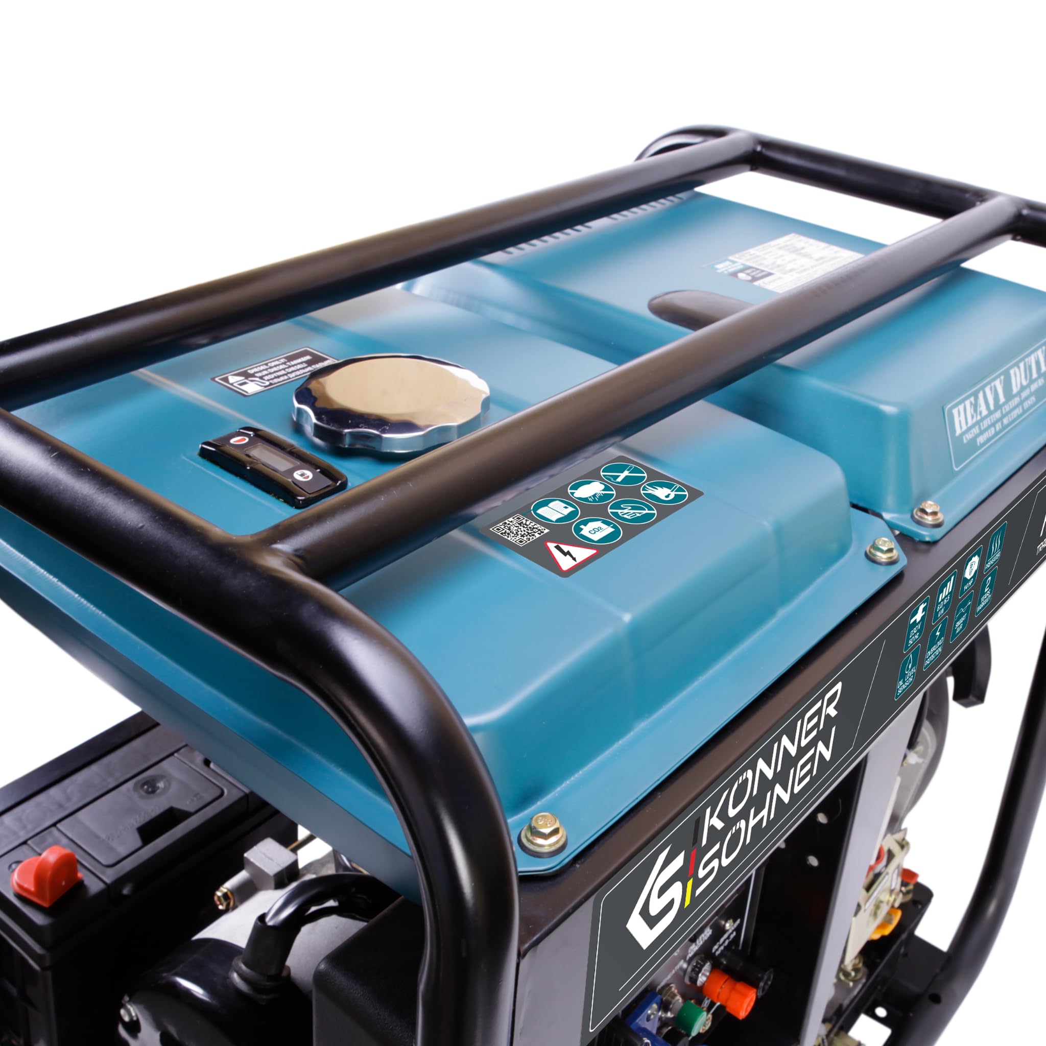 Könner & Söhnen KS 8100HDE Groupe électrogène avec horloge diesel 14 CV 4 temps avec démarreur électronique, régulateur de tension automatique 230 V, préchauffeur, affichage LED, 1 x 16 A, 1 x 32 A